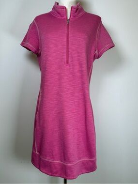 Tommy Bahama Pink Cotton Blend Half-Zip Short Sleeve Dress Women’s Size Medium